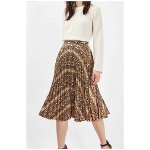 Topshop Pleated Faux Leather Midi Skirt